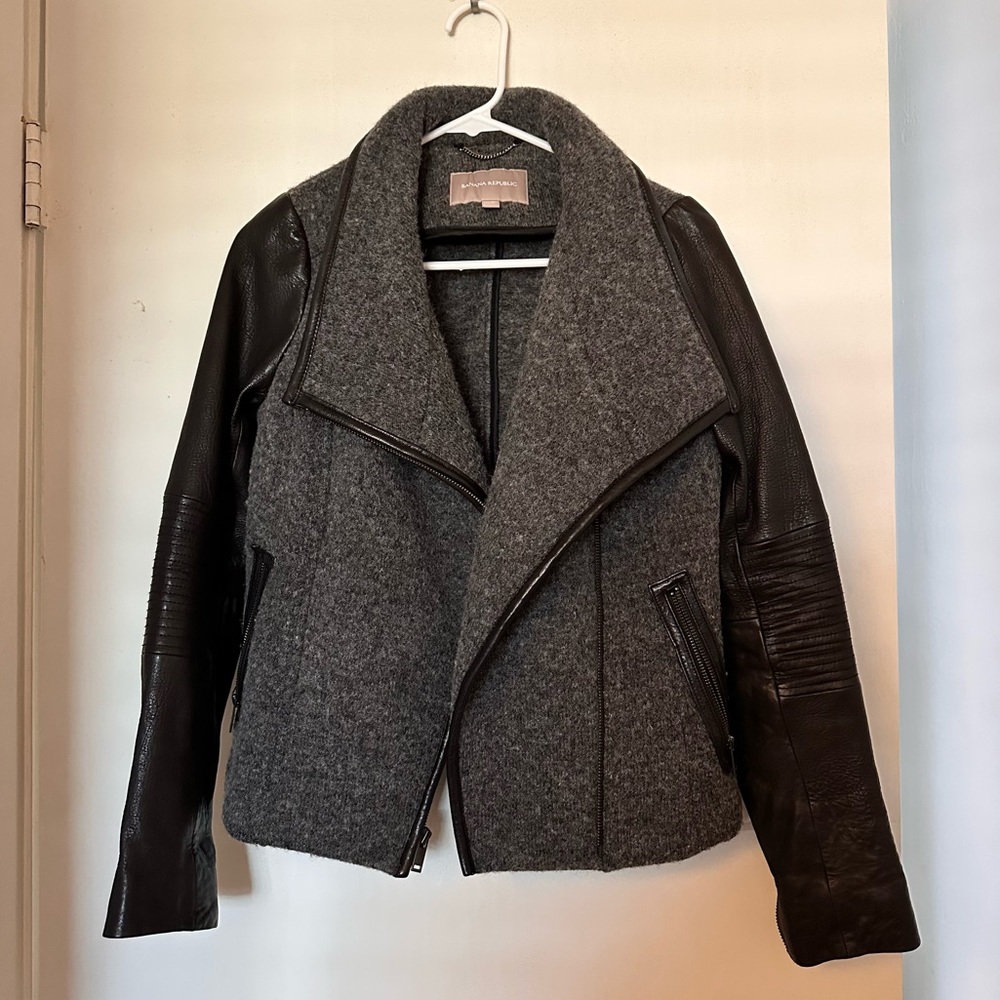 Banana Republic Bikers jacket Wool & Genuine Lamb leather